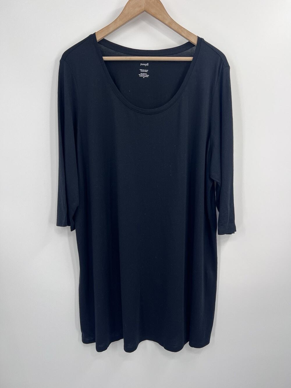 J Jill Pure Jill Ballet Sleeve Tunic Black 2X NWT